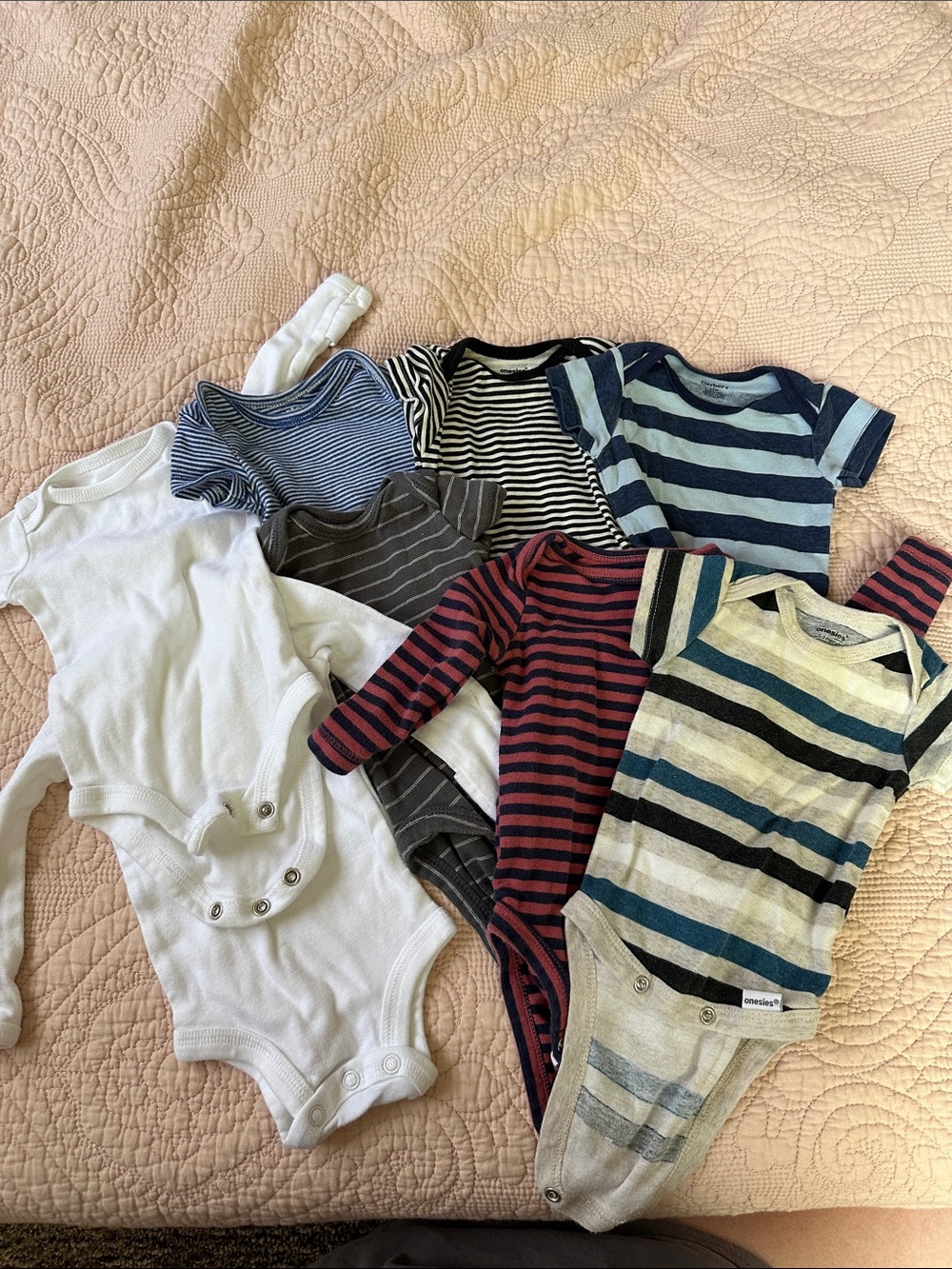 Carters and Onesies Striped onesies bundle for baby boy newborn to 3m